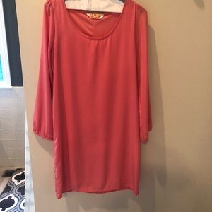 Coral long sleeved dress